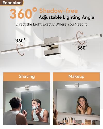 32-Inch Brushed Nickel Modern Bathroom Vanity Light with Built-in Dimmer - 5 CCT