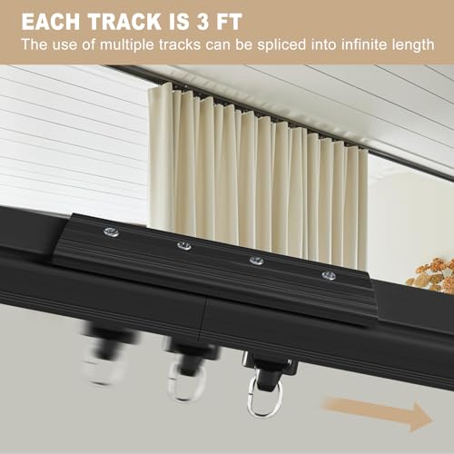 Heavy Duty Ceiling Curtain Track System - 18ft-21ft Black Room Divider Rails