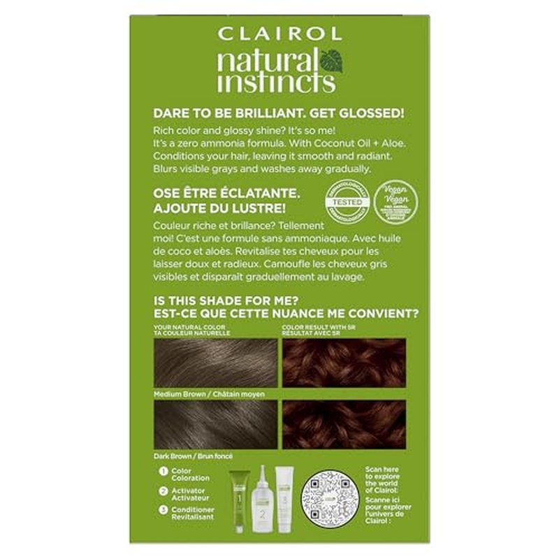 Clairol Natural Instincts Demi-Permanent Hair Dye, 5R Medium Auburn Hair Color, Pack of 1
