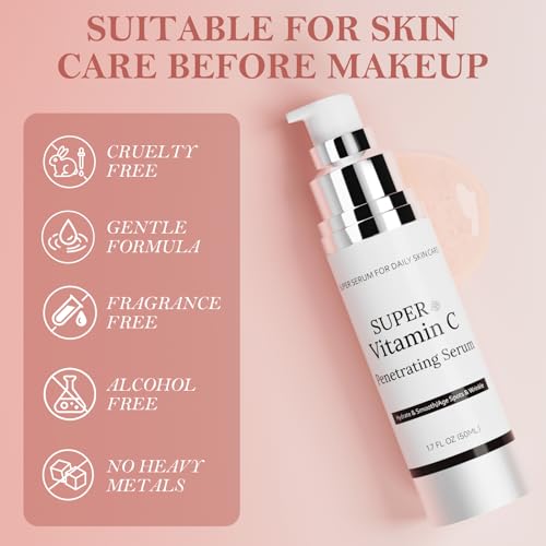 Super Vitamin C Serum for Women Over 70, Vitamin C Serum for Face, All-In-One Hydrating, with Hyaluronic Acid Vitamin E Smooths Fine Lines for Neck Face, 50ML, 3 Packs