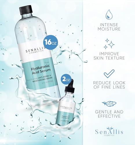 18 Fl Oz Hyaluronic Acid Serum Pack of 2 - Anti-Aging & Hydrating Facial Moisturizer