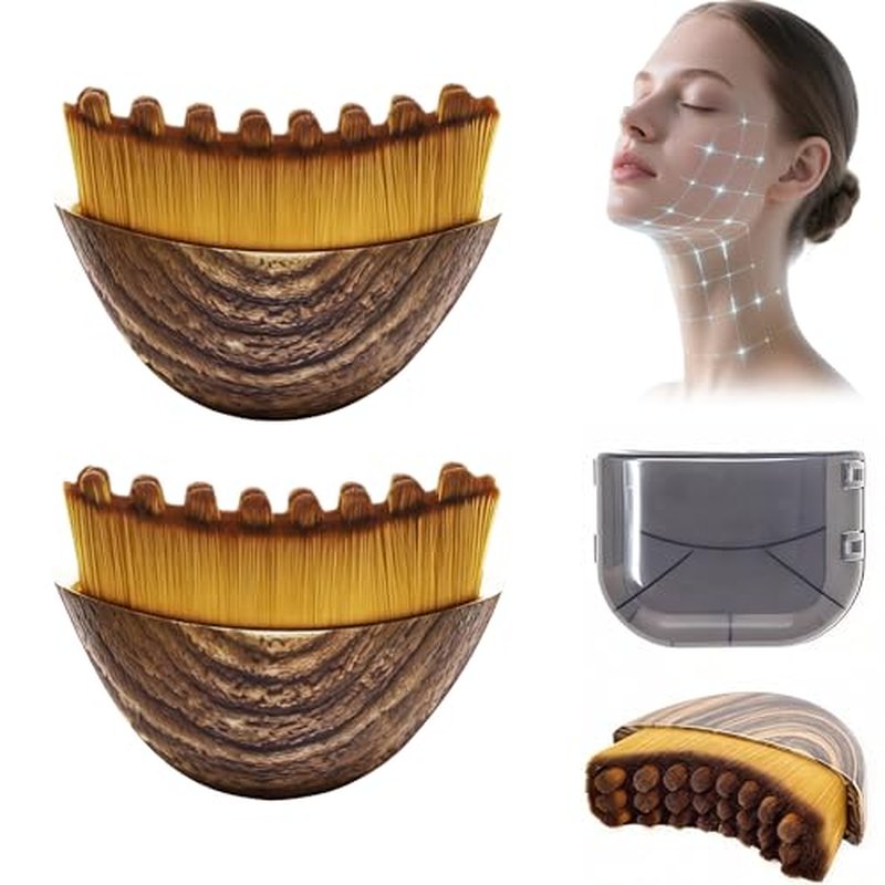 2 PCS Lymphatic Contour Face Brush ? Lymphatic Drainage Massager for Face, Chin & Jawline Sculpting, Anti-Puffiness Dry Brushing Tool with Ergonomic Design & Soft Bristles for All Skin Types