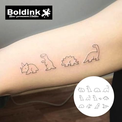 Semi-permanent Tattoos,Realistic Fake Tattoos,Last 7-15 Days,Waterproof Non-reflective Temporary Tattoo Stickers,Cruelty-free,Uniquely Designed Exquisite Packaging(Dinosaurs)