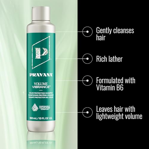 Pravana Volume Vibrance Shampoo 10 Fl Oz - Lightweight, Color-Safe Hair Care