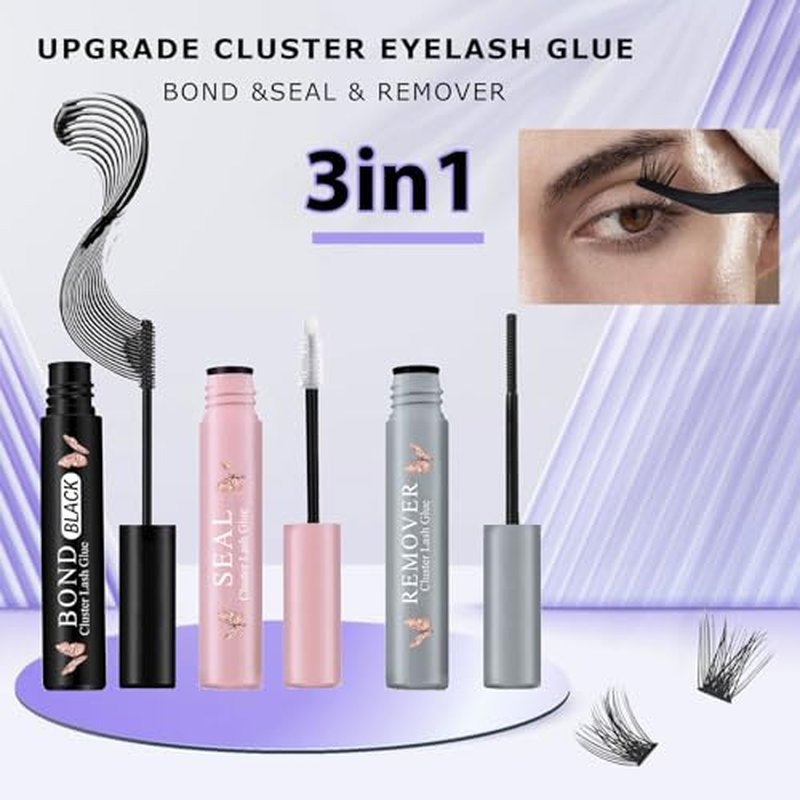 Lash Cluster Glue Bond & Seal ? Waterproof Lash Glue for Eyelash Clusters, Long-Lasting Lash Bond and Seal, Includes Lash Remover for Easy Removal