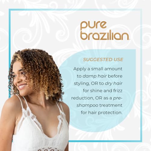 Pure Brazilian Nourishing Hair Oil with Brazilian Nut & Exotic Oils - Smooth, Glossy, Frizz-Free, 4 Fl Oz