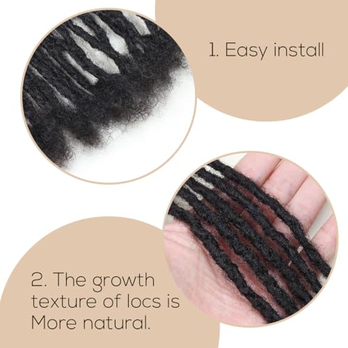 12 Inch Human Hair Dreadlock Extensions - 30 Strands #1B 0.6cm Interlocking Locs - Natural Black - Handmade Permanent Dreads (Variation #1B / 12 Inch-30s-0.6cm)