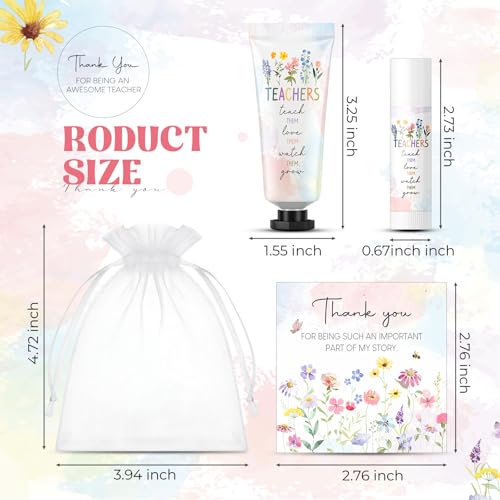 36 Sets Teacher Appreciation Gift Set with Hand Cream Lip Balm Watercolor Cards & Organza Bags - Back to School Gifts