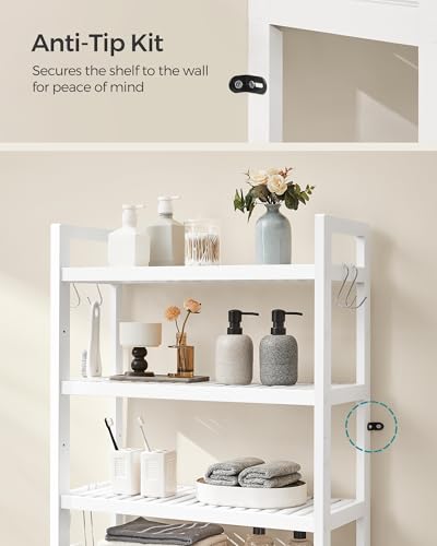 SONGMICS 4-Tier Bamboo Over-The-Toilet Storage Shelf - Cloud White, 72.8"H