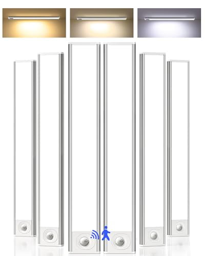16-inch Rechargeable Motion Sensor Under Cabinet Light 6 Pack - Dimmable & 3 Color Temps