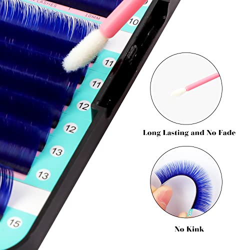 VAVALASH Colored Easy Fan Eyelash Extensions 0.07 C Curl 8-15mm Mixed Tray Blue Self Fanning Lashes 2D-10D Colorful Volume lash extensions£¨Blue,0.07-C-8-15 Mix£©