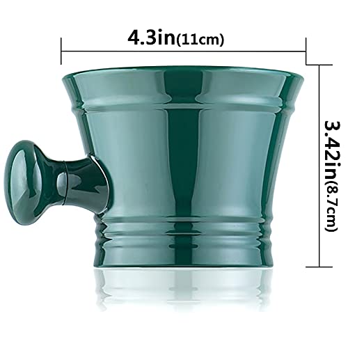 Acrylic Shaving Mug with Handle for Men, Deep Size Wet Shaving Bowl, Green