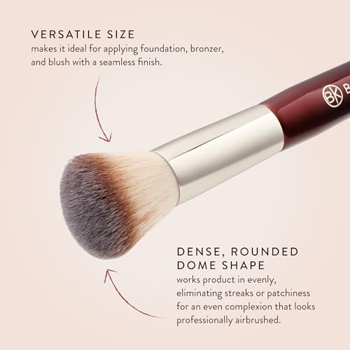 BK BEAUTY 106 ROUND FOUNDATION BRUSH ? Dense Dome Shape for Liquid & Cream Foundation, Seamless Streak-Free Application, Multi-Use Face Makeup Tool