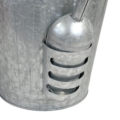 Galvanized Steel Bird Seed Storage Bin with Locking Lid & Scoop - Rustic Farmhouse Design, 16.5 Quarts / 25 Pounds Capacity