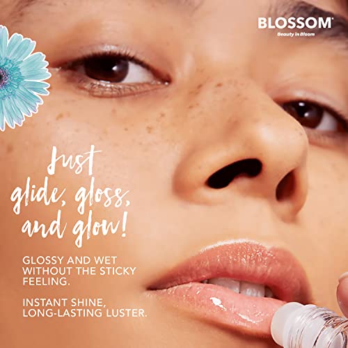Blossom Scented Roll on Lip Gloss, Infused with Real Flowers, Made in USA, 1.0 Fl oz/29.5mL, 5 PACK BUNDLE, Coconut, Juicy Peach, Strawberry, Raspberry, Watermlon