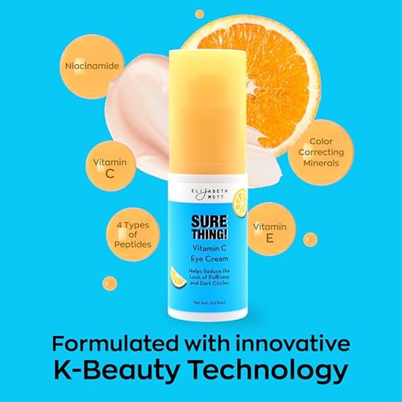Elizabeth Mott Sure Thing Vitamin C Eye Cream ? Hydrating & Brightening Eye Treatment for Dark Circles and Puffiness ? Vegan, Fragrance-Free, Cruelty-Free Skincare ? 15ml (0.5oz)