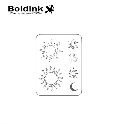 Semi-permanent Tattoos,Realistic Fake Tattoos,Last 7-15 Days,Waterproof Non-reflective Temporary Tattoo Stickers,Cruelty-free,Uniquely Designed Exquisite Packaging(Sun and Moon 2)