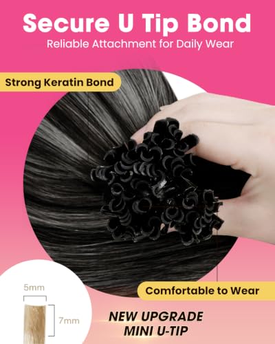 Hetto Balayage K Tip Hair Extensions Real Human Hair 16 Inch 50g - Silver Variation