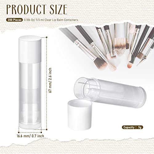 DIY Lip Balm Tubes with Caps - 200 Clear & White Empty Lipstick Containers