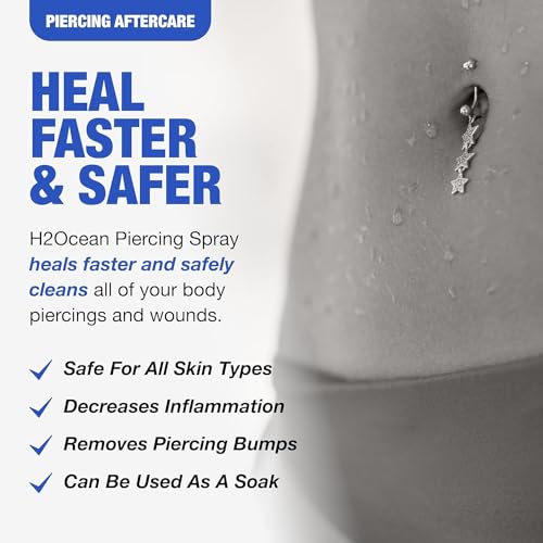 Original Piercing Aftercare Spray Set of 2 - Saline Solution for Nipple Ear Nose Lip Belly Piercings