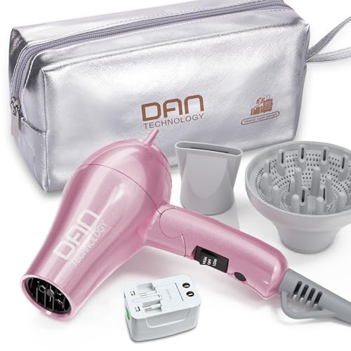 Travel Compact Folding Dual Voltage Hair Dryer with Concentrator & Diffuser - Black