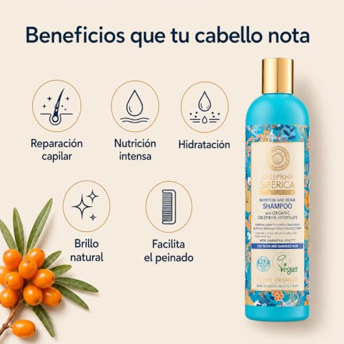 Natura Siberica Oblepikha Shampoo for Weak Damaged Hair 400mL Organic