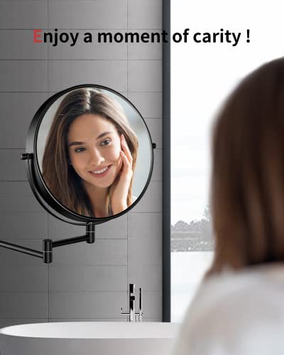 9-Inch Wall Mount Magnifying Mirror Black 1X/10X Double-Sided Swivel Vanity