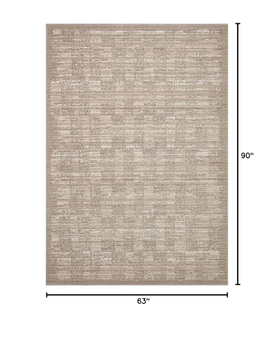 Loloi Darby Pebble and Sand Area Rug 5'3" x 7'6" Modern Ribbed Textured Decor