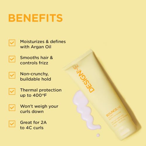 Design.Me BOUNCE.ME Curl Balm & Cream for Curly Hair 8.5 Fl Oz - Nourishing Argan Oil, Sulfate & Paraben Free
