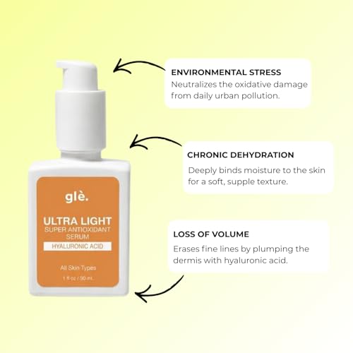 Gle Facial Super Antioxidant Serum with Hyaluronic Acid Anti-Aging serum to Reduce the Appearance of Fine Lines and Wrinkles, Hydrating and Rejuvenating For Plumper, Smoother Skin. 1 fl oz