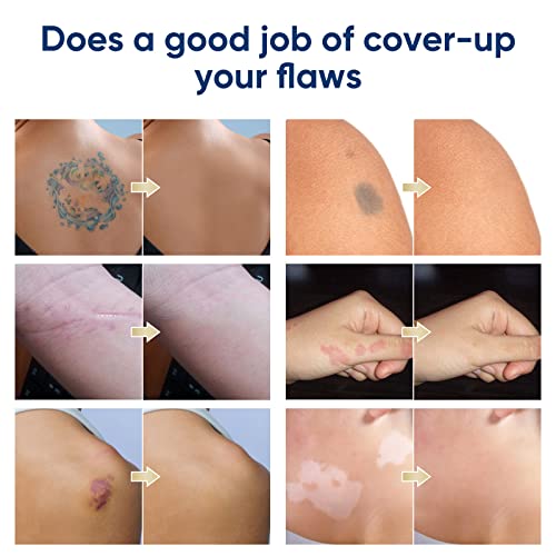 Tattoo Cover Up Makeup Waterproof, Professional Tattoo Cover Up Makeup - Waterproof & Sweatproof 2-Color Concealer, Full Coverage for Scars, Vitiligo, Dark Spots, Transfer-Resistant