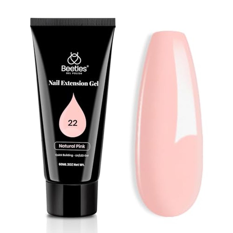 Beetles Poly Extension Gel - 60g Natural Pink Builder Nail Gel for Trendy Nail Art Design - Salon & DIY at Home, UV & LED Lamp Needed, Gift for Women