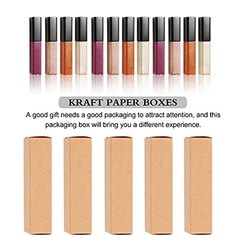 EXCEART Kraft Paper Lipstick Packaging Boxes 50 Pieces Small Boxes for Lip Balm Lip Gloss Essential Oil Storage Diy Beauty Accessories Organizer 3.35X0.79X0.79 Inch