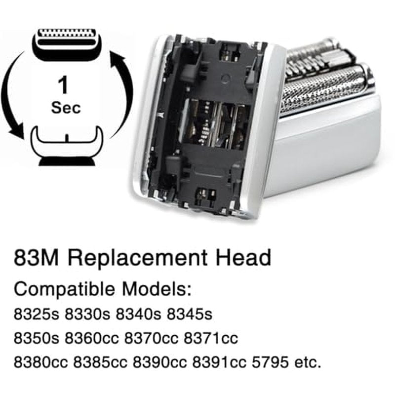 83M Replacement Head Compatible with Braun Series 8 Shaver, 83M Wet&Dry Replacement Shaver Head for Braun S8, Upgrade Foil & Cutter Blade for S8 8577cc 8417s, 2Pack