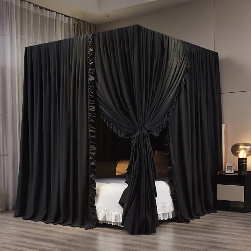 Black King Size Canopy Bed Curtains - Elegant Bedroom Decoration