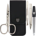 Black 3-Piece Manicure Pedicure Grooming Kit in Leather Case - Made in Solingen