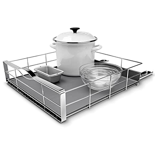 20 Inch Pull-Out Cabinet Organizer - Heavy-Gauge Steel Frame, Silver, Includes Variation of THIS listing