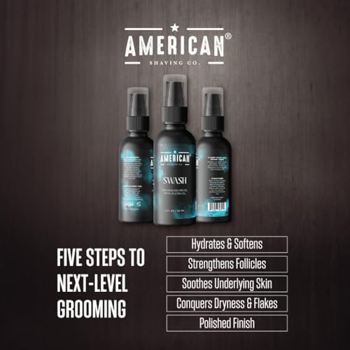 American Shaving Co. Swash Beard Oil for Men | Made With Jojoba Oil | Lightweight, Non-Greasy Beard Conditioner & Softener | Natural Oil for Thicker Beard | Beard care products for men | Made in USA