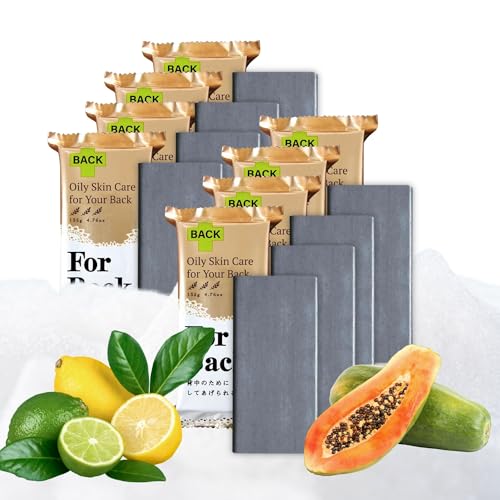 Pelican Soap 8EA Black Bar Soap for Women & Men, Exfoliating Bar Soap for Sensitive Skin& Pore Cleansing, Charcoal Soap Bar & Natural Soap Bar for Acne-Prone Skin with Papaya Enzyme& Kaolin from Japan