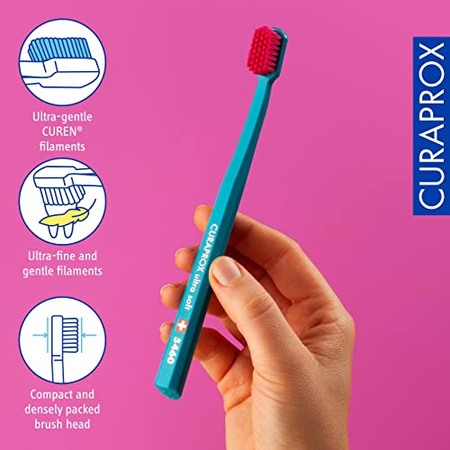 Curaprox CS 5460 Ultra-Soft Toothbrush 3-Pack - Turquoise, Light Blue, Magenta