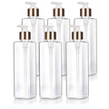 8 oz / 250 ml Clear Plastic PET Square Bottle (BPA Free) with Gold Lotion Pump (6 Pack)
