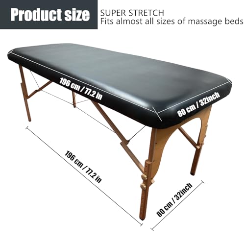Professional Waterproof Massage Table Cover - 32Inch Square 100% PU Leather, Wipeable Reusable Protector for Spa & Clinic (Black, 1-Pack)?