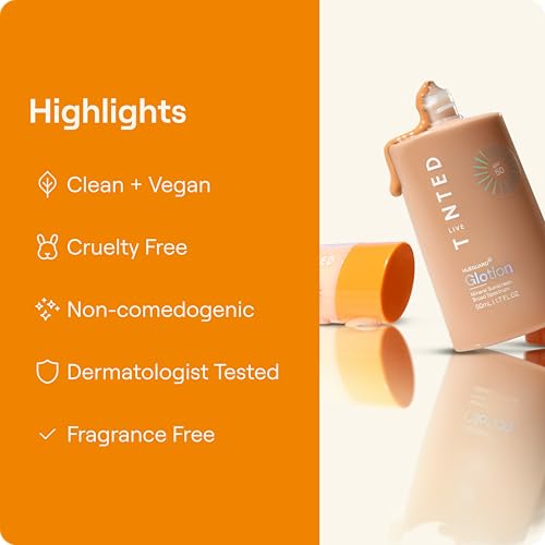Live Tinted Hueguard Glotion Tinted Sunscreen SPF 50 Medium Deep 0.5oz - Glowy, Hydrating, Reef-Safe