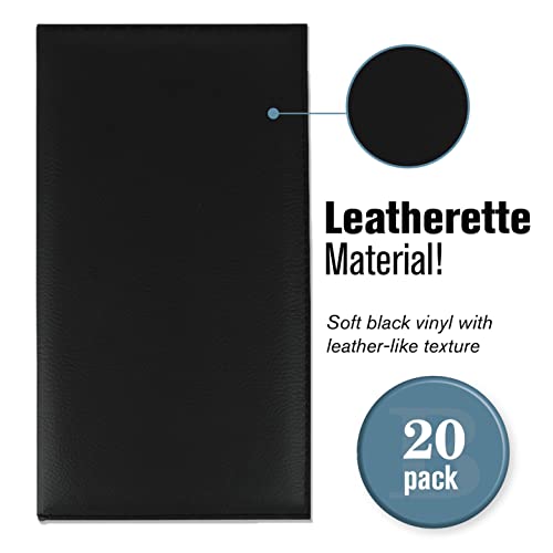 Water-Resistant Guest Check Presenters Set of 20 for Restaurants - Leatherette, 5.5 x 10 Inches with Credit Card & Side Pockets