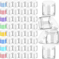 Patelai 48 Pack 6 oz Clear Plastic Jars with Clear Lids Empty Containers Round Plastic Jars Wide-mouth Refillable Storage Organizers for Cosmetics Lotions Butters Slime Making and Food Storage