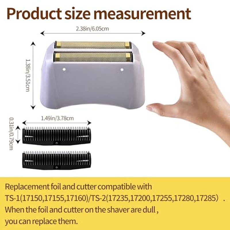 1 Pack Foil Shaver Replacement Foil Fits for Andis Foil Shaver TS1 (17150, 17235, 17220) and TS2 (17200), Gold