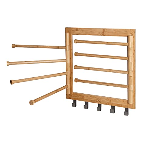 Honey-Can-Do Wall-Mounted Bamboo Swivel Drying Rack - 80 lb Capacity, Natural, Space-Saving