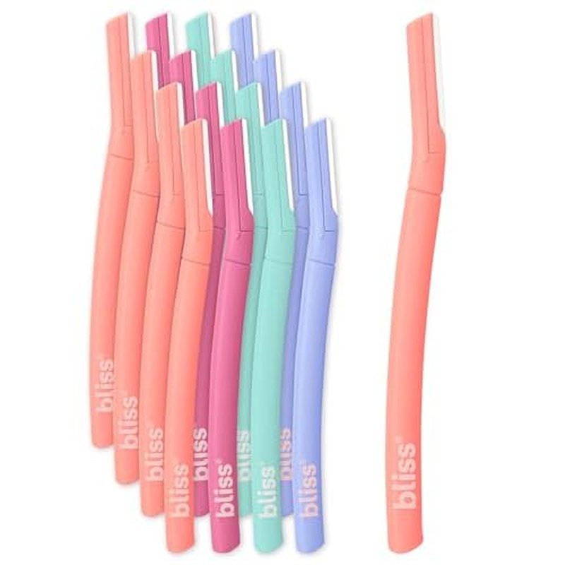 Bliss Stainless Steel Disposable Dermaplaning Tools | Facial Exfoliator and Eyebrow Razor to Dermaplane Peach Fuzz - 2 Pack -16 count