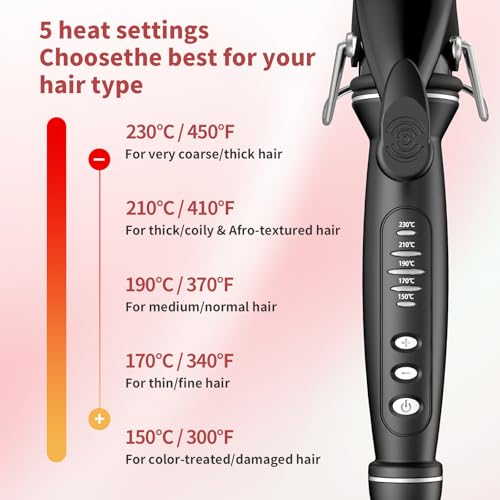 SAOSA 1.5 Inch Curling Iron - Tourmaline Ceramic Long Barrel, Auto Shut-Off, Dual Voltage for Travel