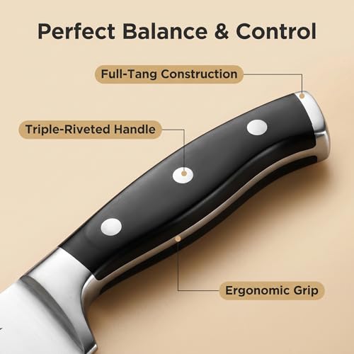 McCook 15-Piece Kitchen Knife Set with Built-In Sharpener - Black/Walnut